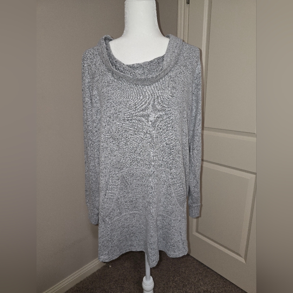 Torrid Plush Cowl Neck Raglan Tunic Sweatshirt Size 2 (XXL) in Heather Gray
